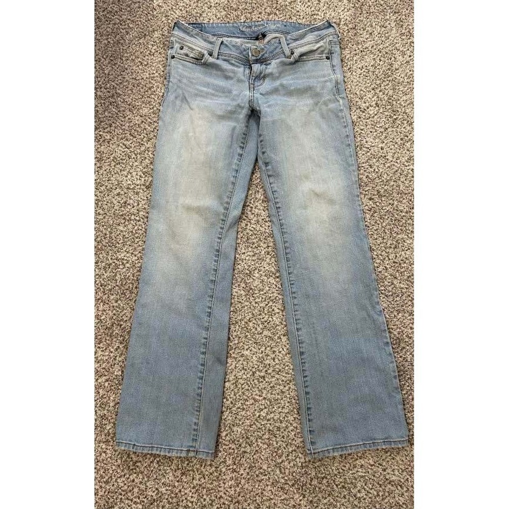 American Eagle Womens Stretch Bootcut Jeans Light Wash Low Rise Size 4 712773